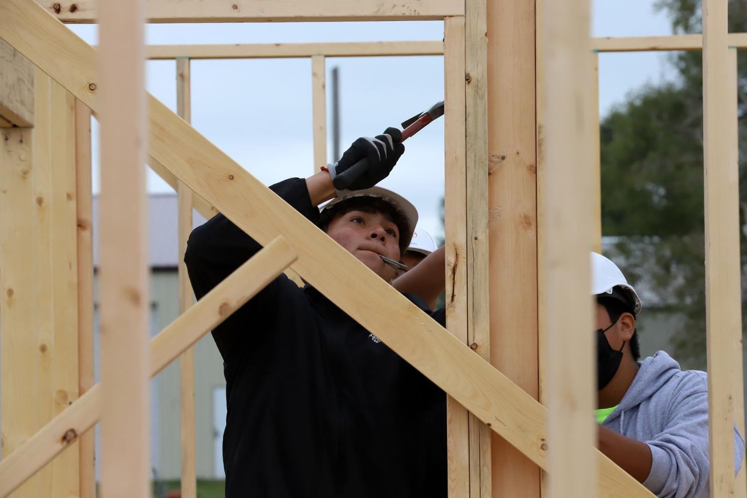 GISH Construction Pathway students framing a house build